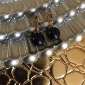 Black Onyx  Ball Stud Post 14k screw back earrings